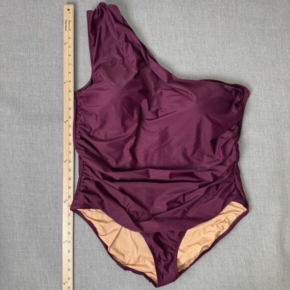 J. Crew Swimsuit Womens 24 Purple Plus One Piece One Shoulder Tropical Beach NEW - Picture 16 of 16